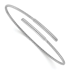 Sterling Silver Rhodium-plated Polished Bypass Cuff Bangle