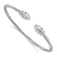 Sterling Silver Rhodium-plated Polished Leopard Head Cuff Bangle