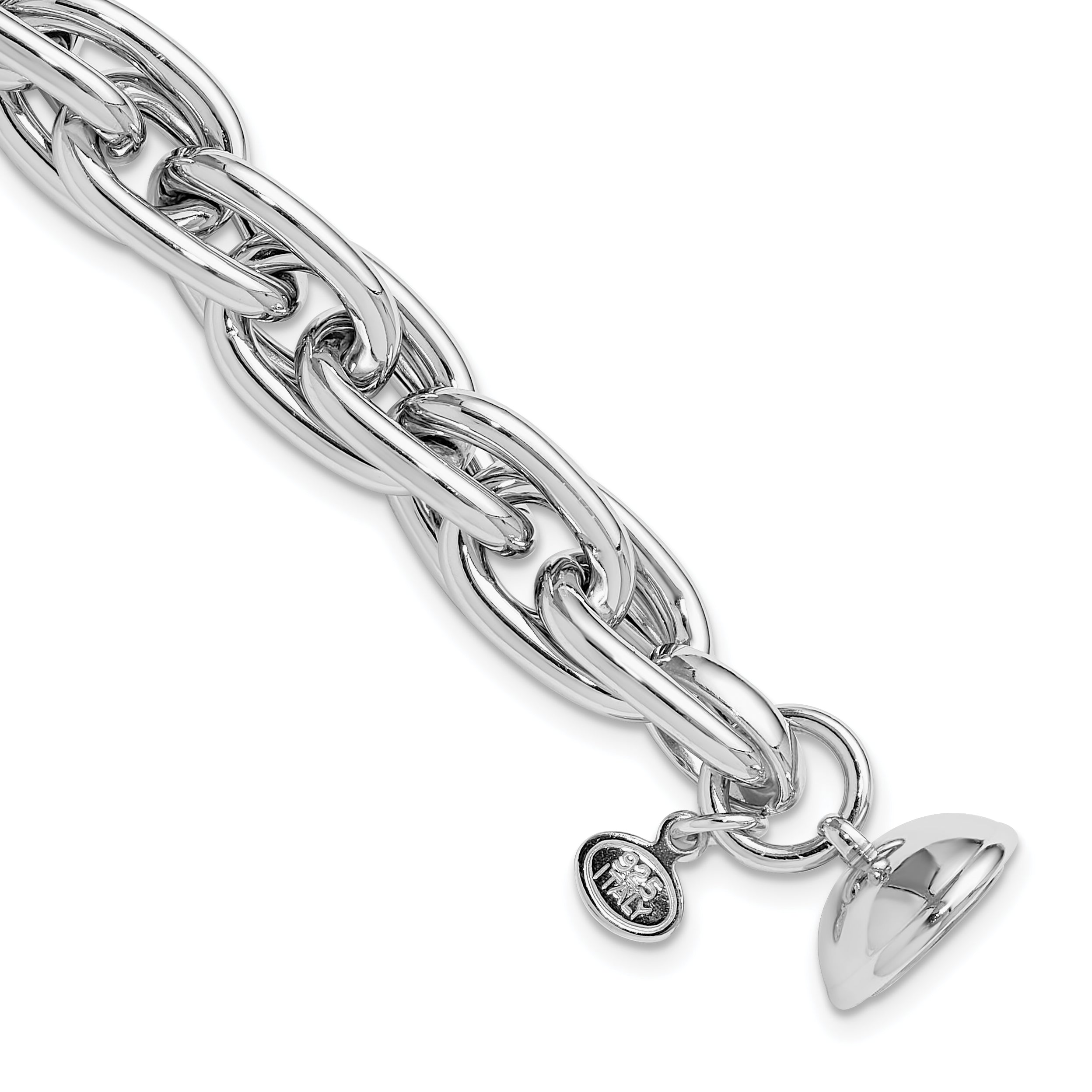 Sterling Silver Rhodium-Rhodium-Plated 7.5in Link Bracelet