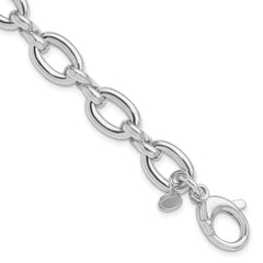Sterling Silver Rhodium-Plated-plt Polished Fancy Link w/.25in ext. Bracelet