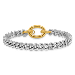 Sterling Silver Rhodium and Gold-plated with Curb Link Bracelet