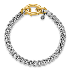 Sterling Silver Rhodium and Gold-plated with Curb Link Bracelet