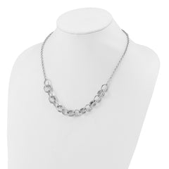 Sterling Silver Rhodium-plated Fancy Link Necklace
