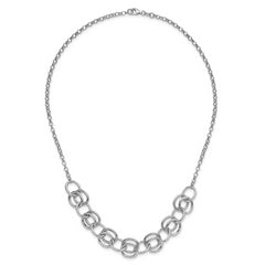 Sterling Silver Rhodium-plated Fancy Link Necklace