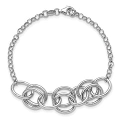 Sterling Silver Rhodium-plated Fancy Link Bracelet