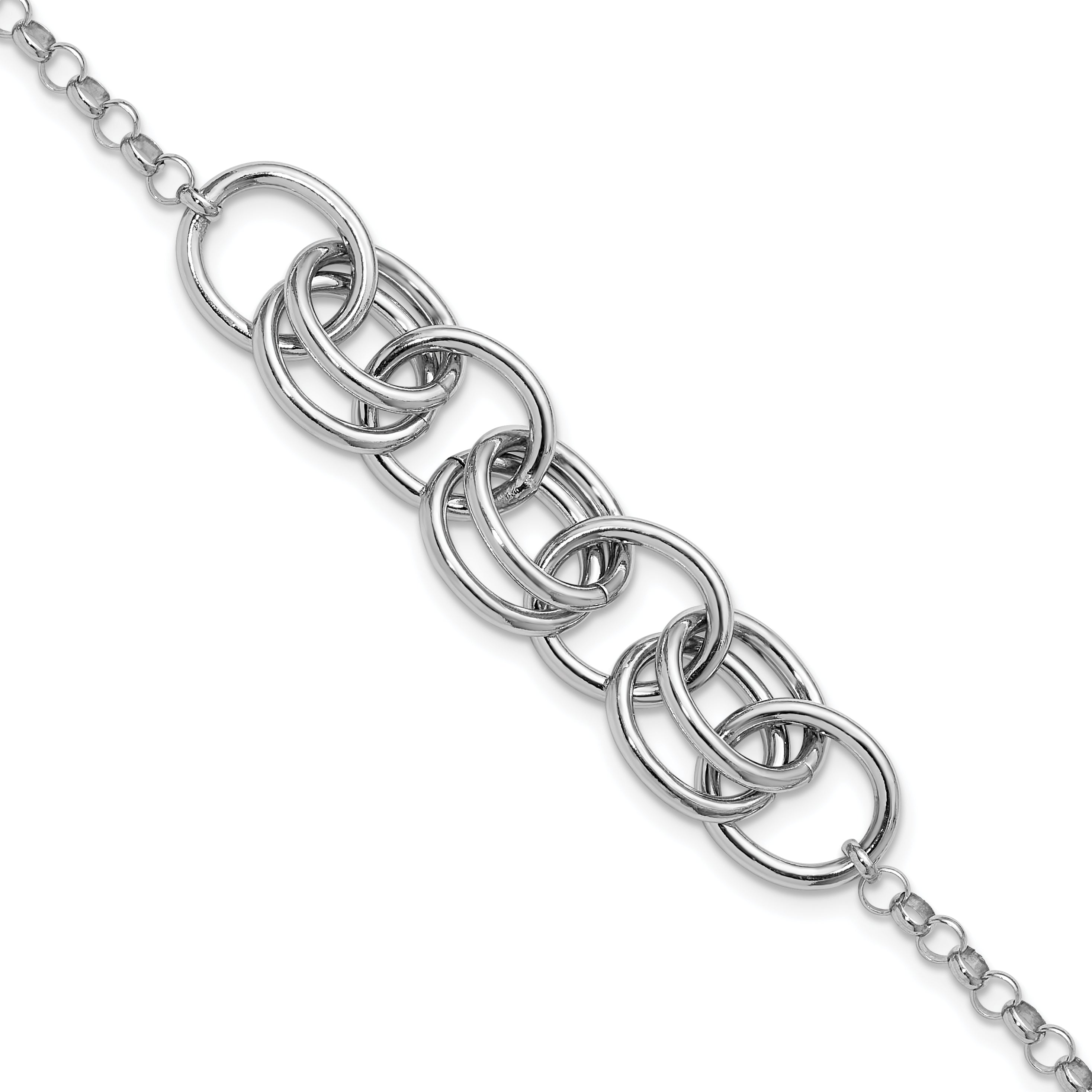 Sterling Silver Rhodium-plated Fancy Link Bracelet