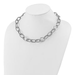 Sterling Silver Rhodium-plated Fancy Link with 2in ext. Necklace