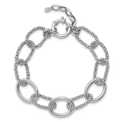 Sterling Silver Rhodium-plated Fancy Link with 1.5in ext. Bracelet