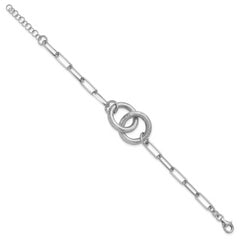 Sterling Silver Rhod-plated Fancy Link with 1.25in ext. Bracelet