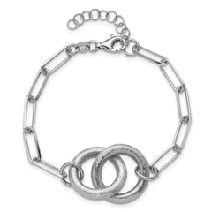 Sterling Silver Rhod-plated Fancy Link with 1.25in ext. Bracelet