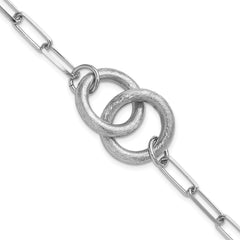 Sterling Silver Rhod-plated Fancy Link with 1.25in ext. Bracelet