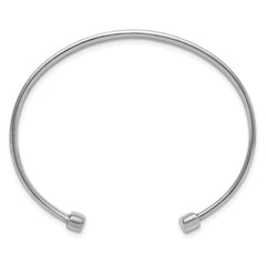Sterling Silver Rhodium-plated Polished/Braided Cuff Bangle