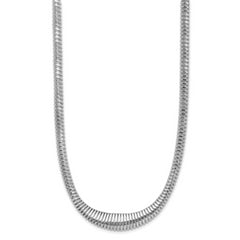 Sterling Silver Rhodium-plated Polished/Grooved Flexible Necklace
