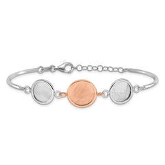 SS Rh-plat/Rose-tone Radiant Essence Polished/Scratch Bracelet