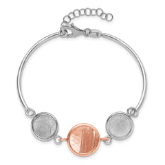 SS Rh-plat/Rose-tone Radiant Essence Polished/Scratch Bracelet