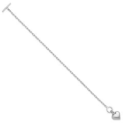 Sterling Silver Rhodium-plated Polished Heart Toggle Bracelet