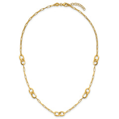 Sterling Silver Gold-plated Fancy Link with 1in ext. Necklace