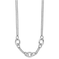 Sterling Silver Rhodium-plated Fancy Link with 2in ext. Necklace