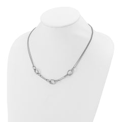 Sterling Silver Rhodium-plated Fancy Link with 2in ext. Necklace