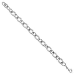 Sterling Silver Rhodium-plated Fancy Link with 1in ext. Bracelet