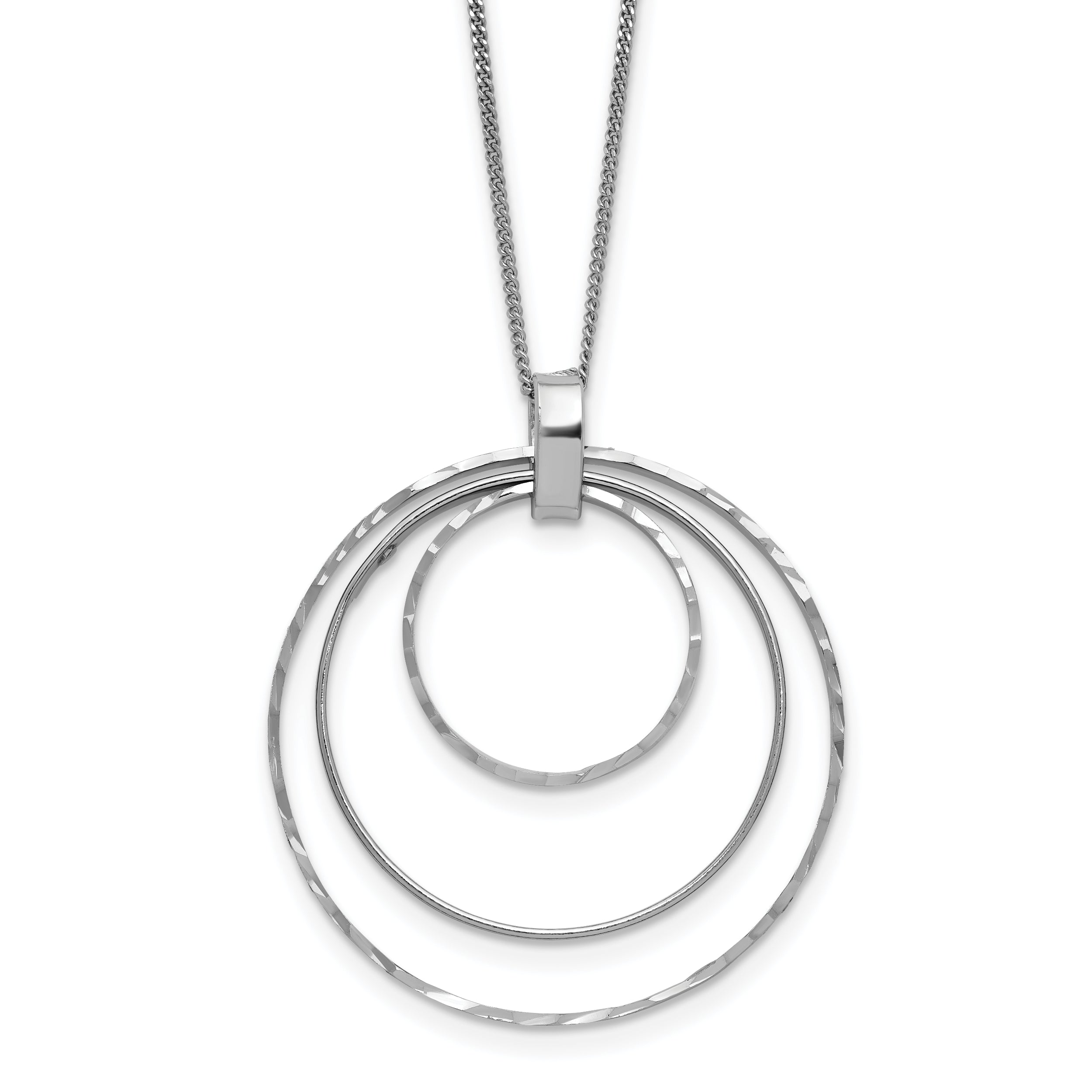 Sterling Silver Rhodium-Rhodium-Plated D/C Circles Necklace