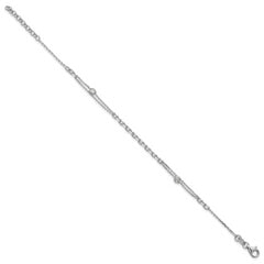 Sterling Silver Rhodium-plated CZ with 1in ext. Bracelet