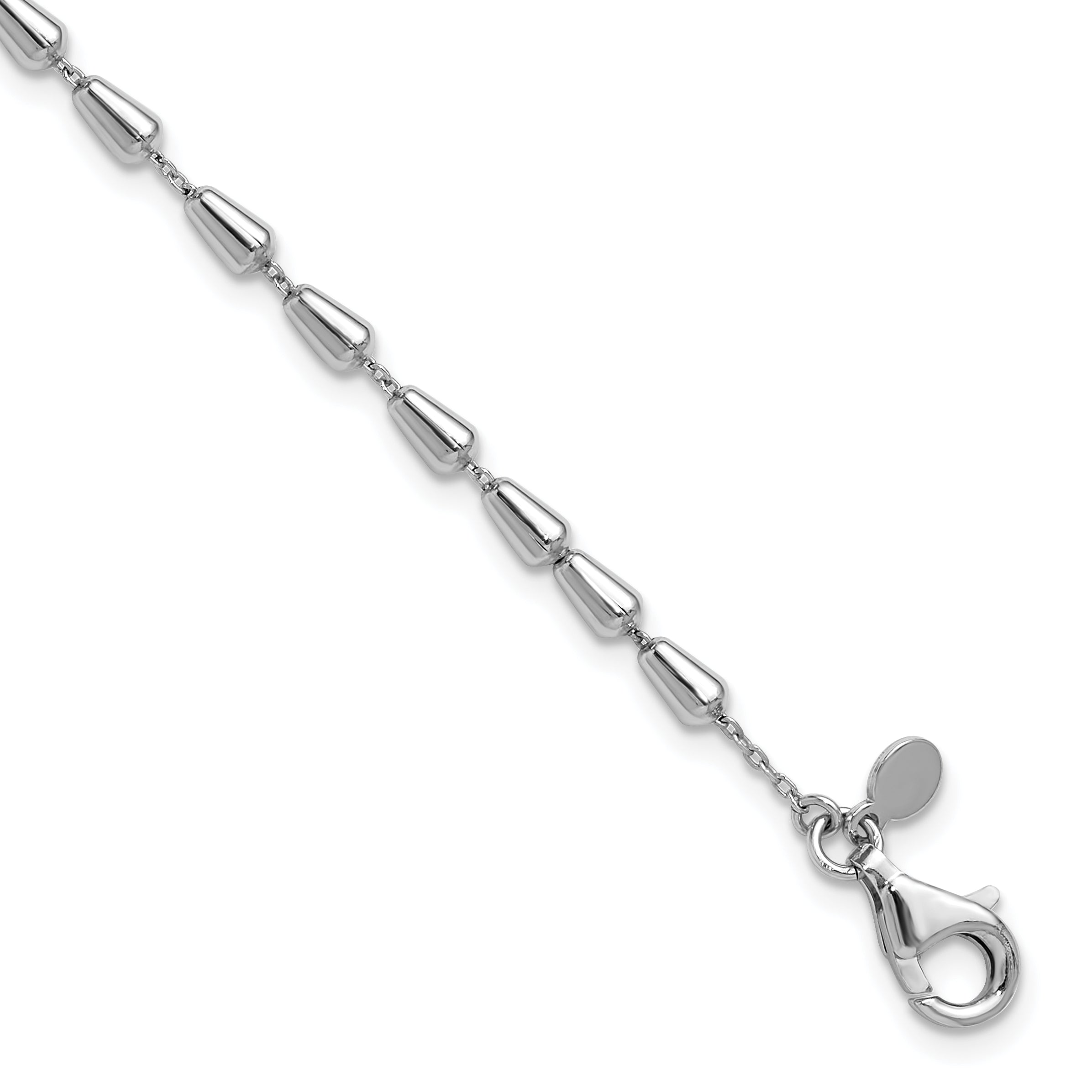 Sterling Silver RH-plated Polished 7in w/ 1in ext. Bracelet