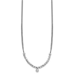 Sterling Silver RH-pl Pol. Fancy 2-strand w/2in ext. Necklace