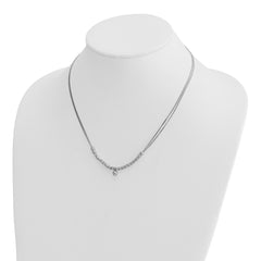 Sterling Silver RH-pl Pol. Fancy 2-strand w/2in ext. Necklace