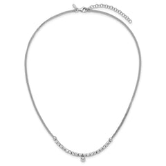 Sterling Silver RH-pl Pol. Fancy 2-strand w/2in ext. Necklace
