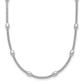Sterling Silver RH-plated Fancy Bead w/2in ext. Necklace