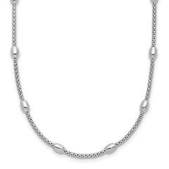 Sterling Silver RH-plated Fancy Bead w/2in ext. Necklace