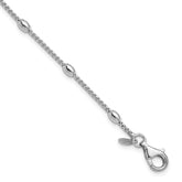 Sterling Silver RH-plated Fancy Bead w/1in ext. Bracelet