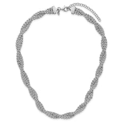 SS RH-plated Polish/Texture Braided w/ 2in ext. Necklace