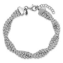 SS RH-plated Polish/Texture Braided w/ 1in ext. Bracelet