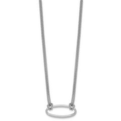 SS RH-plat Polish/Dia-cut Oval 2-Strand w/1.25in ext. Necklace