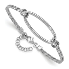 SS RH-plat Polish/Dia-cut Oval 2-Strand w/1.25in ext. Bracelet