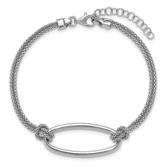 SS RH-plat Polish/Dia-cut Oval 2-Strand w/1.25in ext. Bracelet