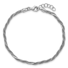 SS RH-plated Polish/Texture Braided w/ .75in ext. Bracelet