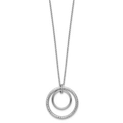 SS RH-plated Polished / Dia-cut Circle w/ 2in ext. Necklace