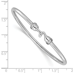 Sterling Silver RH-plated Polished CZ Flexible Bangle