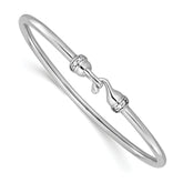 Sterling Silver RH-plated Polished CZ Flexible Bangle