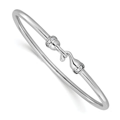 Sterling Silver RH-plated Polished CZ Flexible Bangle