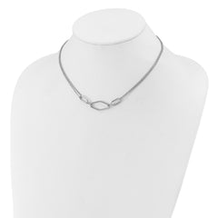 SS RH-plat Polish/Dia-cut Fancy 2-strand w/2in ext. Necklace