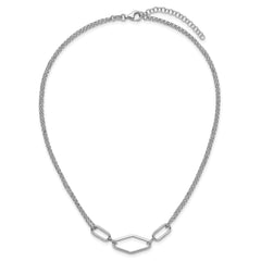 SS RH-plat Polish/Dia-cut Fancy 2-strand w/2in ext. Necklace