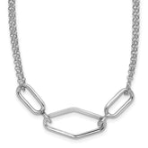 SS RH-plat Polish/Dia-cut Fancy 2-strand w/2in ext. Necklace