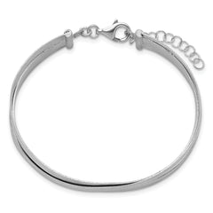Sterling Silver RH-plate Scratch Finish w/Safety Clasp Bangle