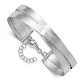 Sterling Silver RH-plate Scratch Finish w/Safety Clasp Bangle