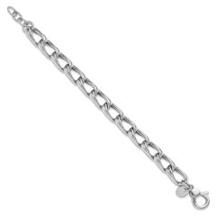 SS RH-plated Polished Fancy Link w/.5in ext. Bracelet