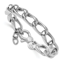 SS RH-plated Polished Fancy Link w/.5in ext. Bracelet